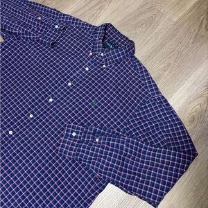 Polo Ralph Lauren Shirt Mens Extra Large Blue  Plaid Button Down Long Sleeve
